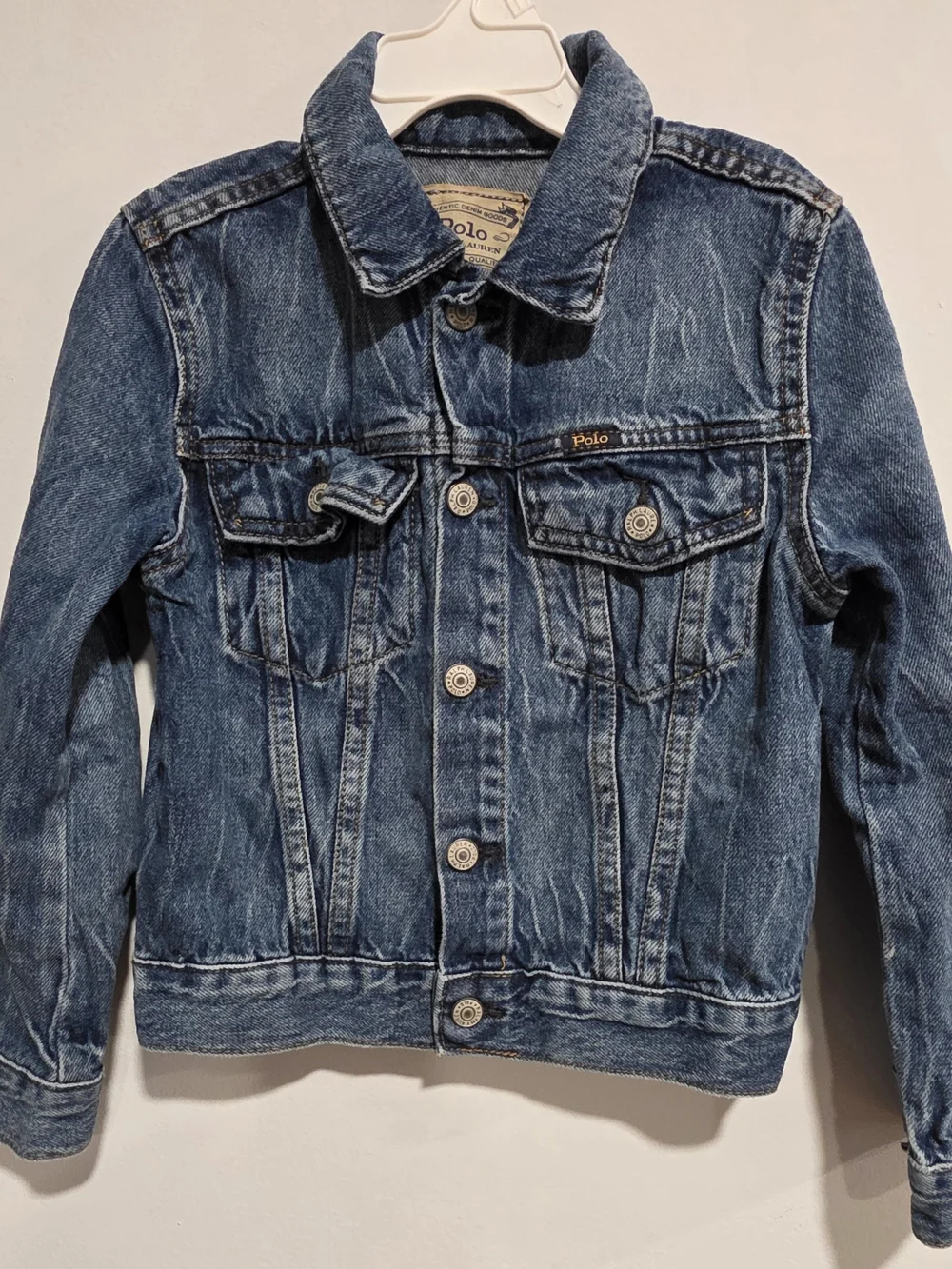Polo by Ralph Lauren Trucker Denim Jacket with American Flag Patch